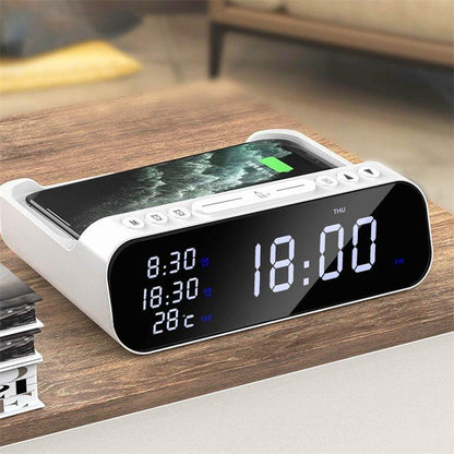 15W Three-in-one Wireless Charger Temperature Tester Multi Alarm Clock Fast Charging Mobile Phone Usb Charger Charging Station