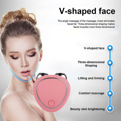 Portable Facial Micro-current Beauty Instrument For Lifting Thinning And Reducing Edema With Double Roller Massager