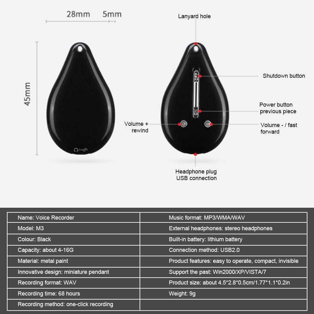 STTWUNAKE mini hidden voice recorder Professional Digital 8GB HD noise reduction Time stamp Spy voice recorder Built-in battery