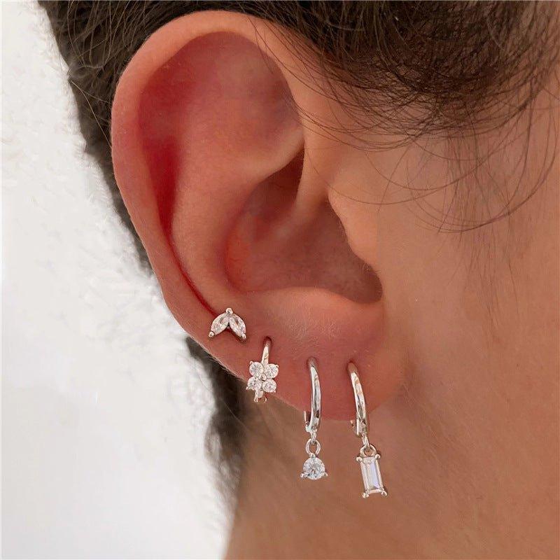 Women's Geometric Flower Zircon Earrings